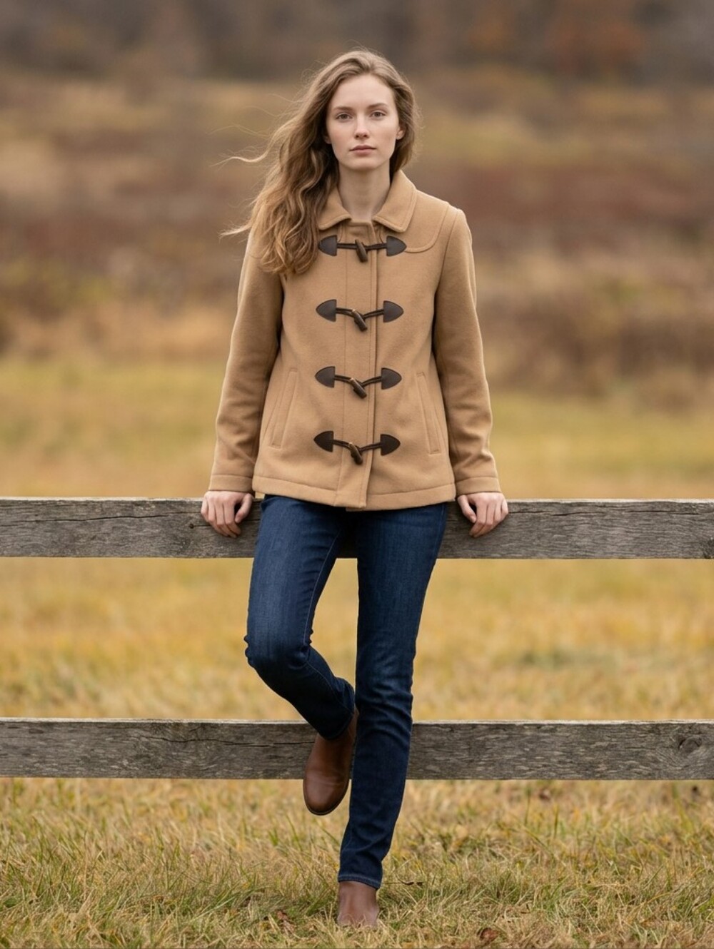 Gap Wool Blend Camel Colored Pea Coat. Toggle Buttons. Size M